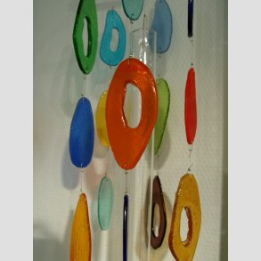 Uroer - Glaskunst Mobil Uro - Rund Hngende - Farve Mix Serie - 21stk Glas - 90cm