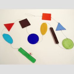 Glaskunst Uro - 1 St med 10 Glas Stykker - i Lang Mix Farve Serie - L125cm