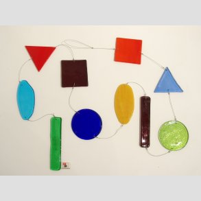 Glaskunst Uro - 1 St med 10 Glas Stykker - i Lang Mix Farve Serie - L125cm