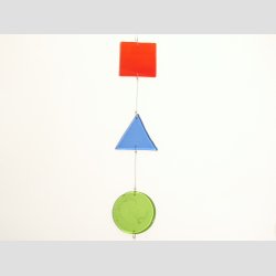 Glaskunst Uro - 1 St med 10 Glas Stykker - i Lang Mix Farve Serie - L125cm