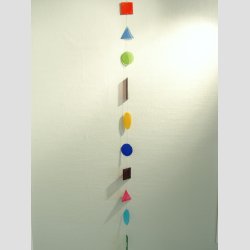 Glaskunst Uro - 1 St med 10 Glas Stykker - i Lang Mix Farve Serie - L125cm