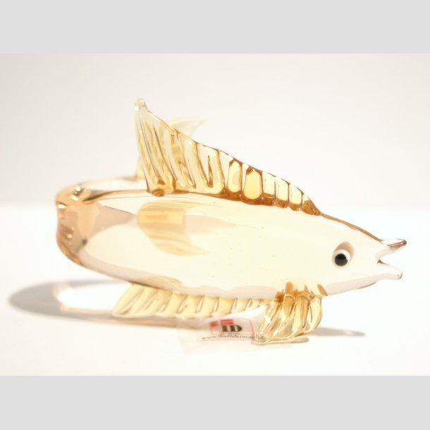 Fisk - Glas Fisk med Buet Hale - 9cm Brun