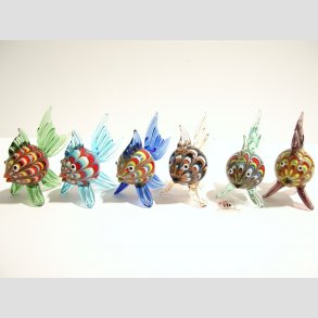 Kuglefisk - Glas Fisk - Runde Med Striber - 5cm