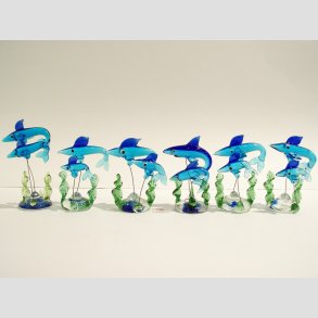 Haj - Dobbelt Glas Hajer i Sgrs - Lysebl - 8cm