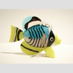 Fisk - Glas Fisk - Hvidblgul Med Striber - L7cm B5cm