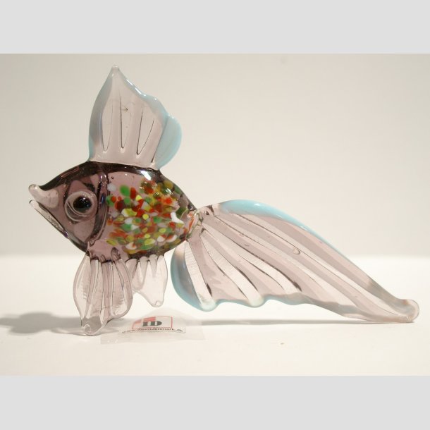 Glas Fisk - Med Store Fiske jne - 4 Farver - 11cm Lilla