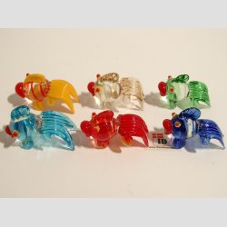 Glas Fisk - Rund - Lange Haler - Mini - 3cm