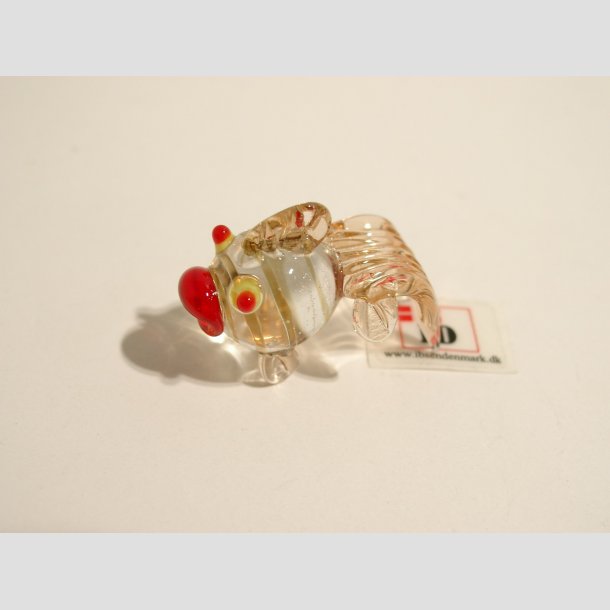Glas Fisk - Rund - Lange Haler - Mini - 3cm Lysebrun