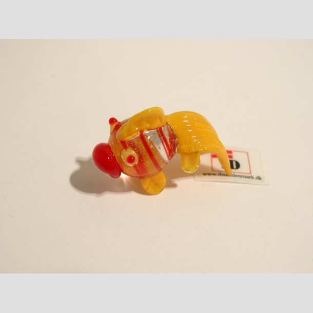 Glas Fisk - Rund - Lange Haler - Mini - 3cm Orange