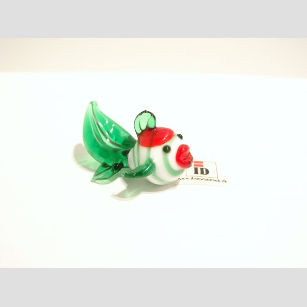 Glas Figur - Fisk - 4cm Gr&oslash;n