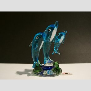 Glas Delfiner - Tre p Sgrsfod - 8cm