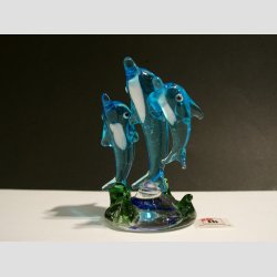 Glas Delfiner - Tre p Sgrsfod - 8cm