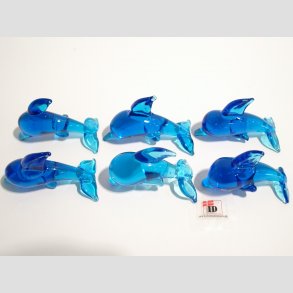 Delfin - I Lysebl Glas - Mini 5cm