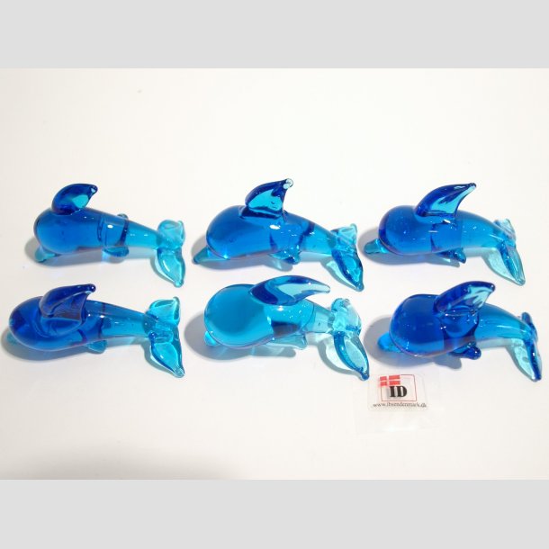 Delfin - I Lysebl Glas - Mini 5cm