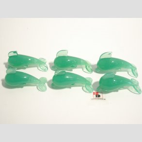 Delfiner - Mini Glas Delfin - Jadegrn - 5cm