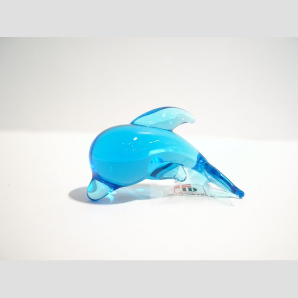 Delfin - I Lysebl Glas - Mini 5cm Lysebl&aring;