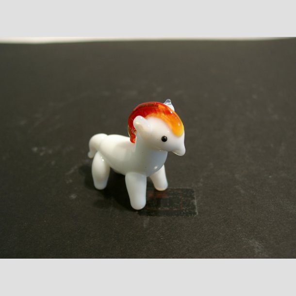 Glasdyr - Glas Hest - Mini - 3cm Hvid