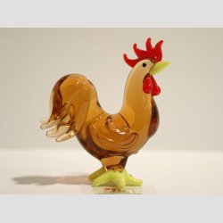 Glasfigurer - Glas Hane - Klare Glas Farver - H6-7cm