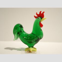 Glasfigurer - Glas Hane - Klare Glas Farver - H6-7cm