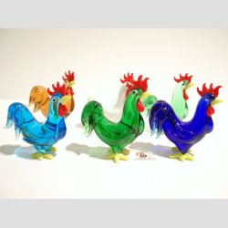 Glasfigurer - Glas Hane - Klare Glas Farver - H6-7cm