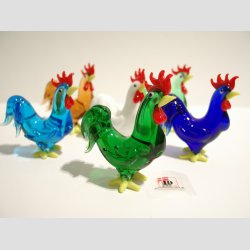 Glasfigurer - Glas Hane - Klare Glas Farver - H6-7cm