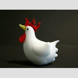 Glasfigur - Glas Hane &amp; Hne - Hvid/Rd - 5-8cm