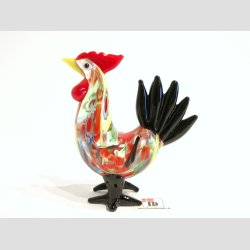 Glaskunst - Glas Hane og Hne - Med Millefiori Farver - 6-8cm