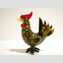 Glaskunst - Glas Hane &amp; Hne - Perle Gul/Sort - 5-7cm