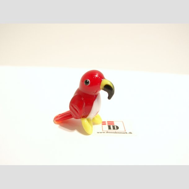 Papegjer - Glas Mini Papegjer - 3cm R&oslash;d