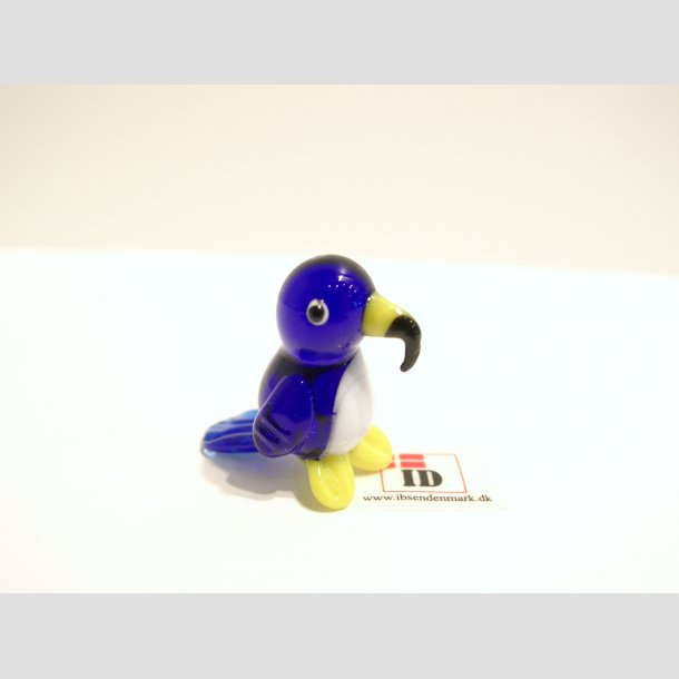 Papegjer - Glas Mini Papegjer - 3cm Bl&aring;