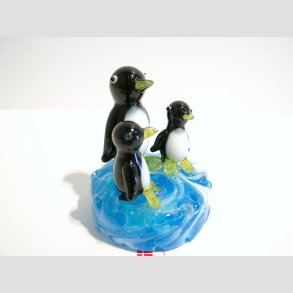 Pingviner - Glas Pingviner P Isflage - 3 Sort/Hvid - 7cm