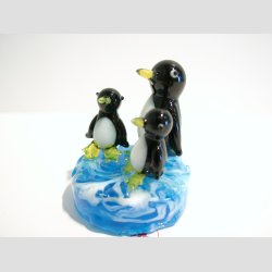 Pingviner - Glas Pingviner P Isflage - 3 Sort/Hvid - 7cm