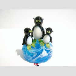 Pingviner - Glas Pingviner P Isflage - 3 Sort/Hvid - 7cm