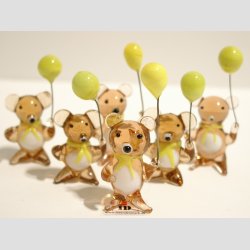 Glasfigurer - Glas Bjrn - Lysebrun Med Ballon - 4cm