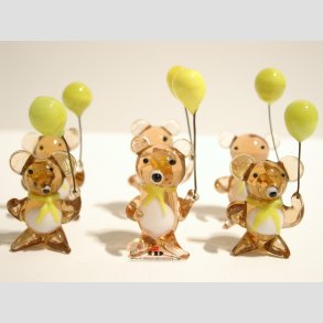 Glasfigurer - Glas Bjrn - Lysebrun Med Ballon - 4cm