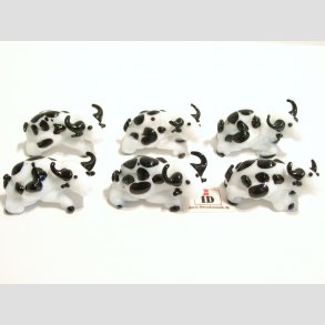 Glas Tyr - Sort/Hvid - Mini - 4cm