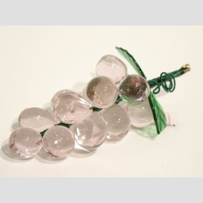 Glaskunst - Glas Lyserd Vindruer - Med Grnne Blade - 9-10cm