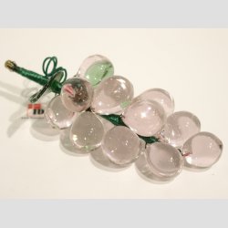 Glaskunst - Glas Lyserd Vindruer - Med Grnne Blade - 9-10cm