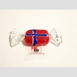 Glas Karameller - Rd/Hvid/Bl - Norsk Flag Farver - 5cm