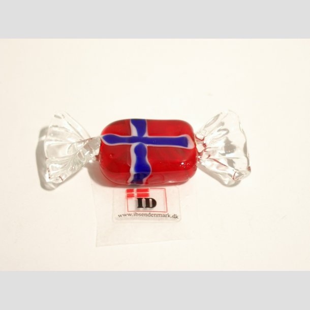 Glas Karameller - Rd/Hvid/Bl - Norsk Flag Farver - 5cm Bolsjer 1stk