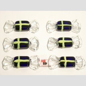 Glas Karameler - Bl/Gul - Svensk Flag Farver - 5cm