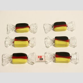 Glas Karameler - Sort/Rdt/Gult - Tysk Flag Farver - 4-5cm