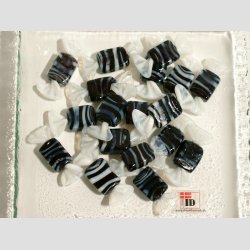 Glas Mini Bolsjer - Karameller - Sort/Hvid - 3cm