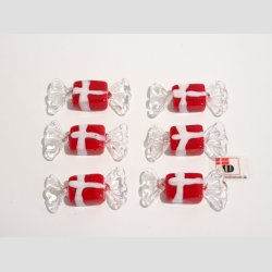 Glas Bolsjer - Rd/Hvid Mini Karameller - Danske Flag - 3cm