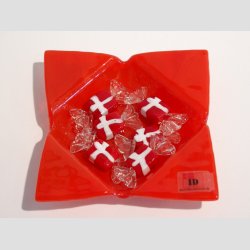 Glas Bolsjer - Rd/Hvid Mini Karameller - Danske Flag - 3cm