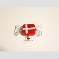 Glas Karameler - Rd/Hvid - Danske Flag Farver - 5cm