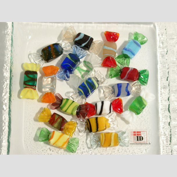 Glas Mini Bolsjer - Karameller - Striber - 3cm Bolsjer 18stk