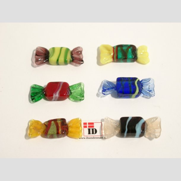 Glas Mini Bolsjer - Karameller - Striber - 3cm