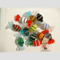 Glas Mini Bolsjer - Ovale/Striber - 3cm