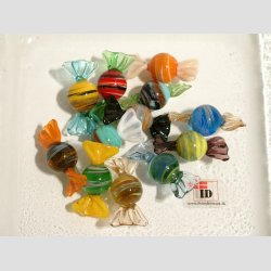 Glas Mini Bolsjer - Rund/Mnster - 3cm